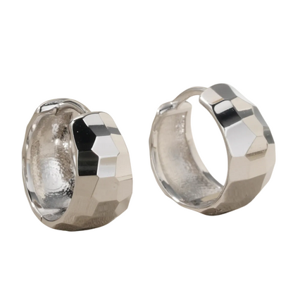 Silver Disco Hoop Huggies - Layer It Jewelry