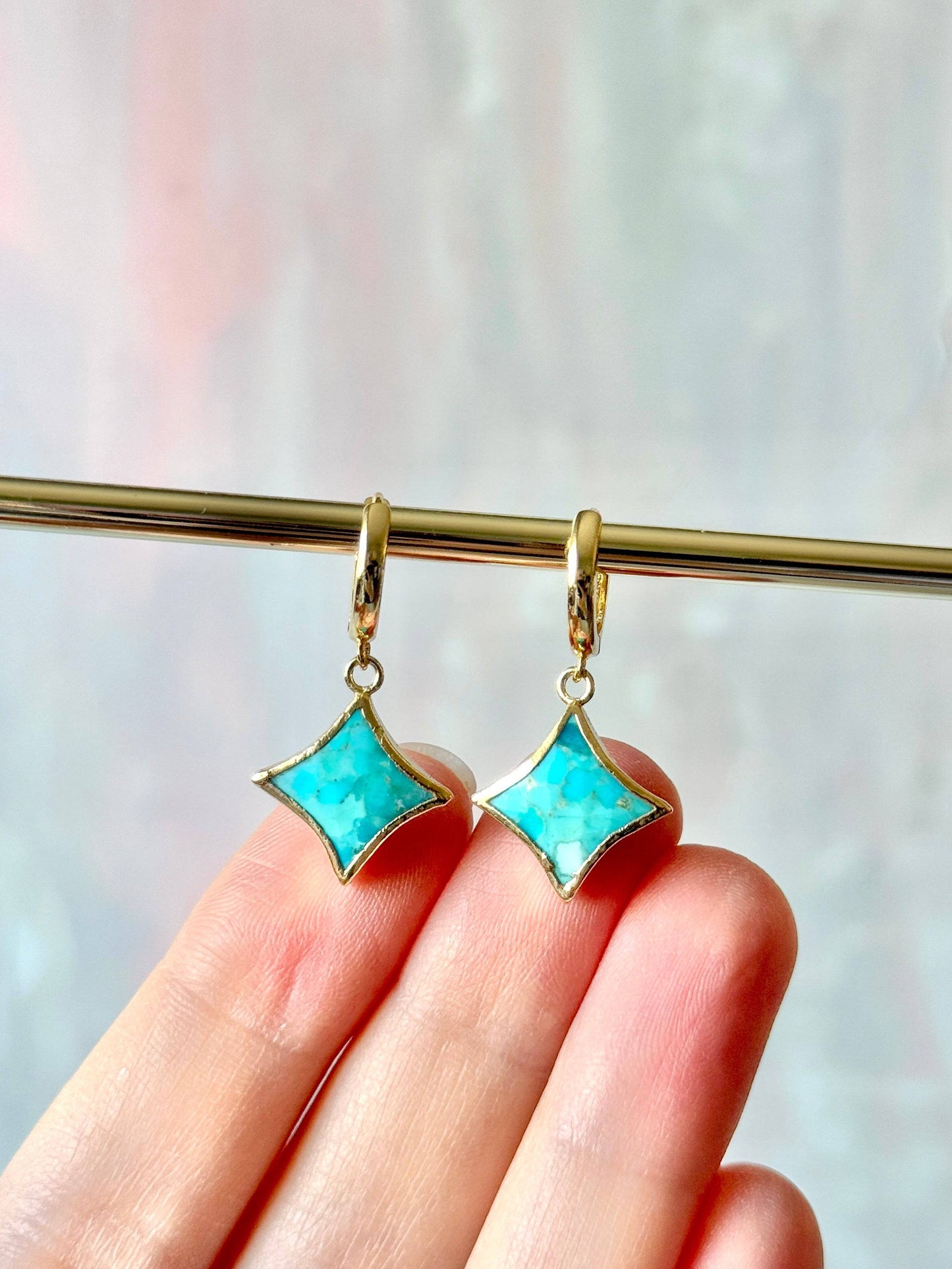 Star Gemstone Huggies- Birthstones - Layer It Jewelry