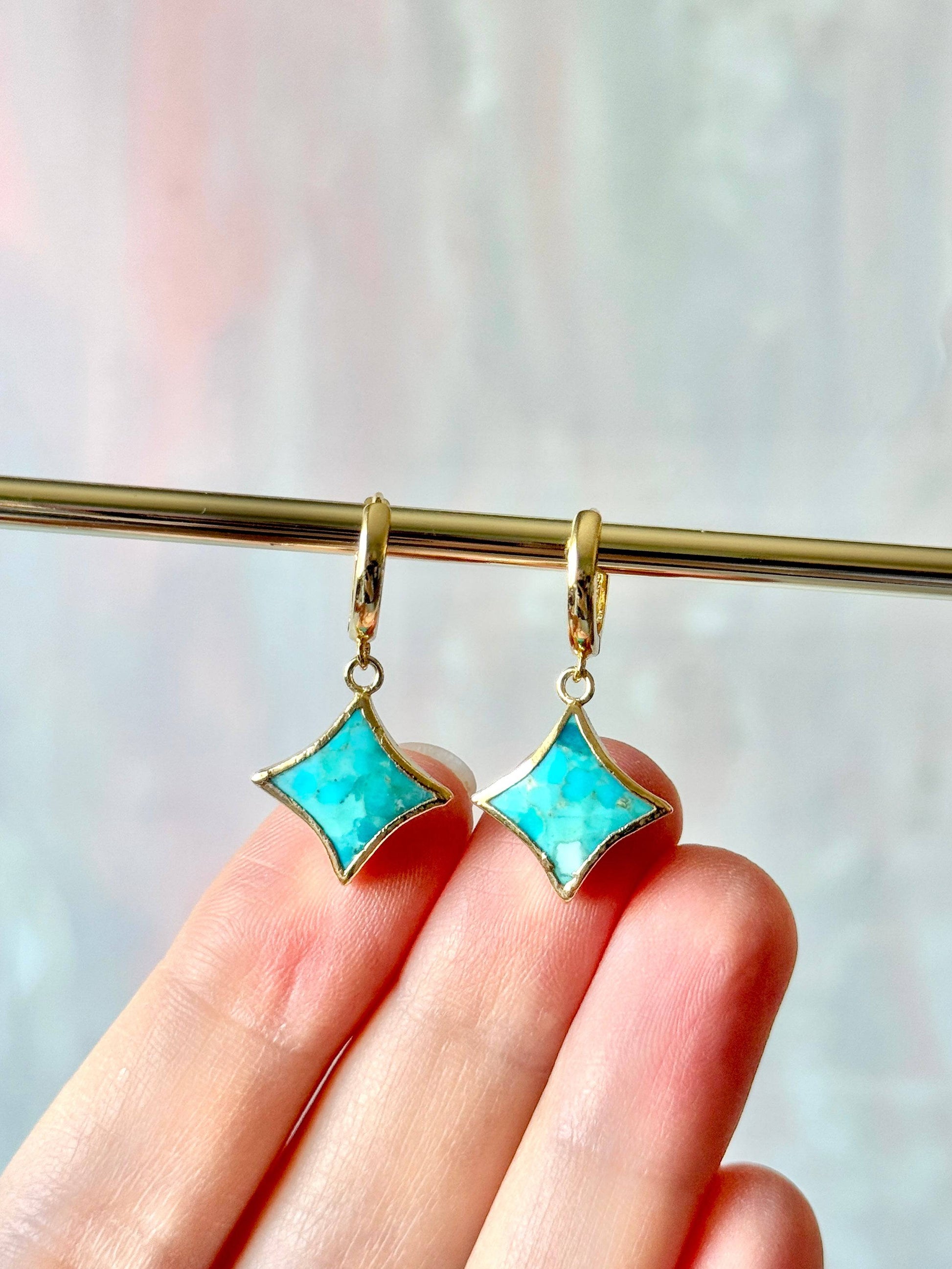 Star Gemstone Huggies- Birthstones - Layer It Jewelry