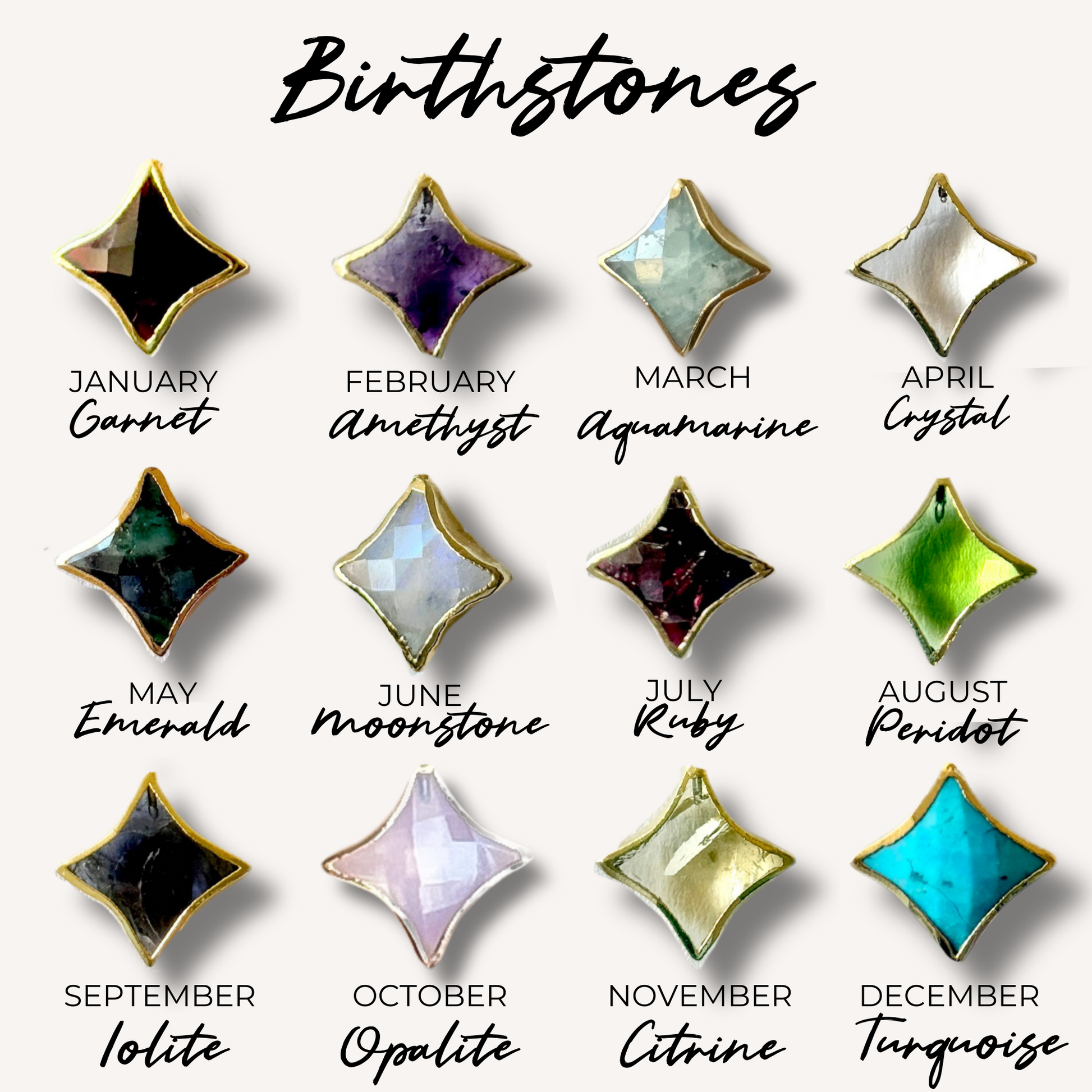Star Gemstone Huggies- Birthstones