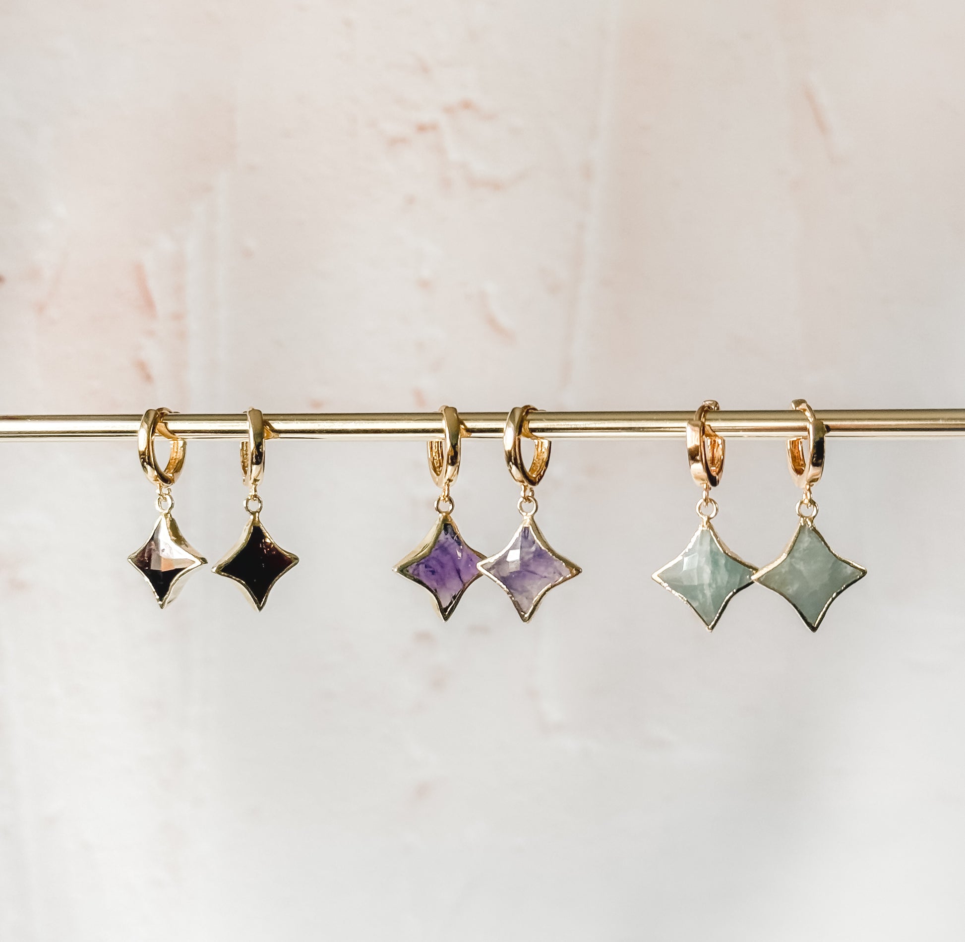 Stella Star Gemstone Huggies- Birthstones - Layer It Jewelry