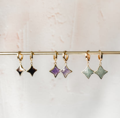 Stella Star Gemstone Huggies- Birthstones - Layer It Jewelry
