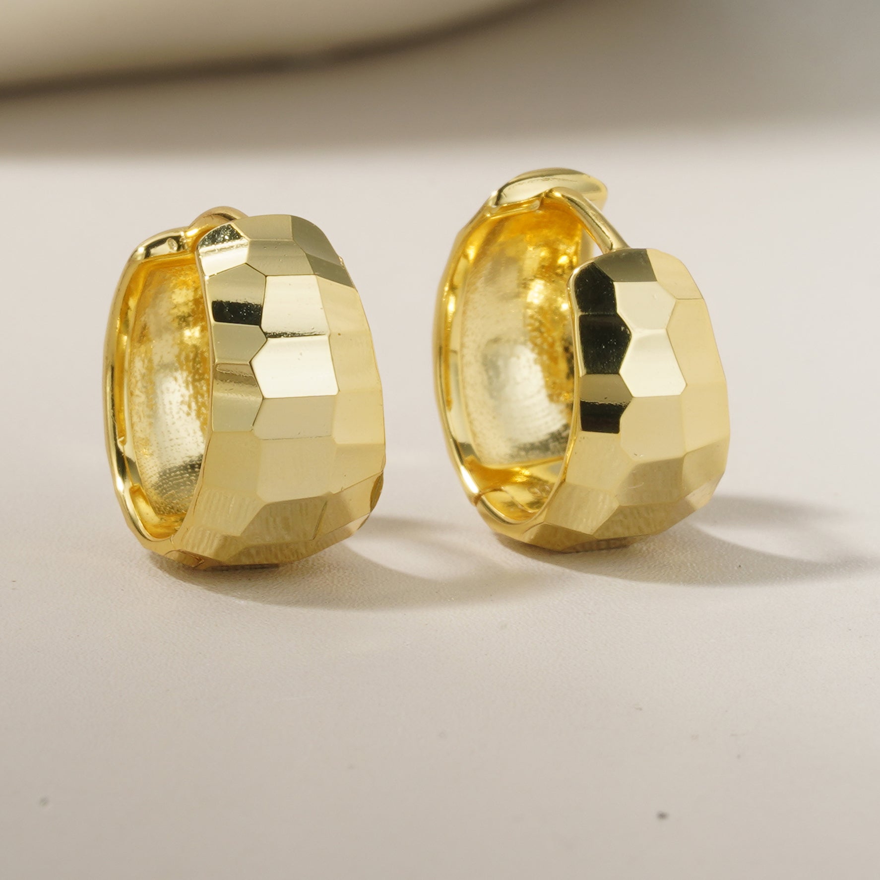 Gold Disco Hoop Huggies - Layer It Jewelry