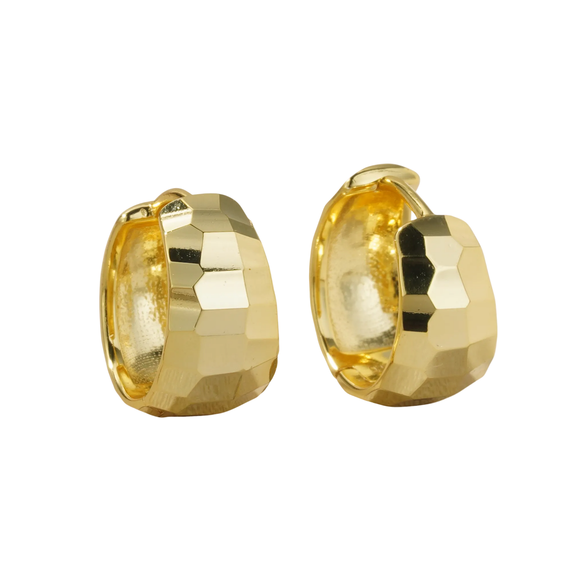 Gold Disco Hoop Huggies - Layer It Jewelry
