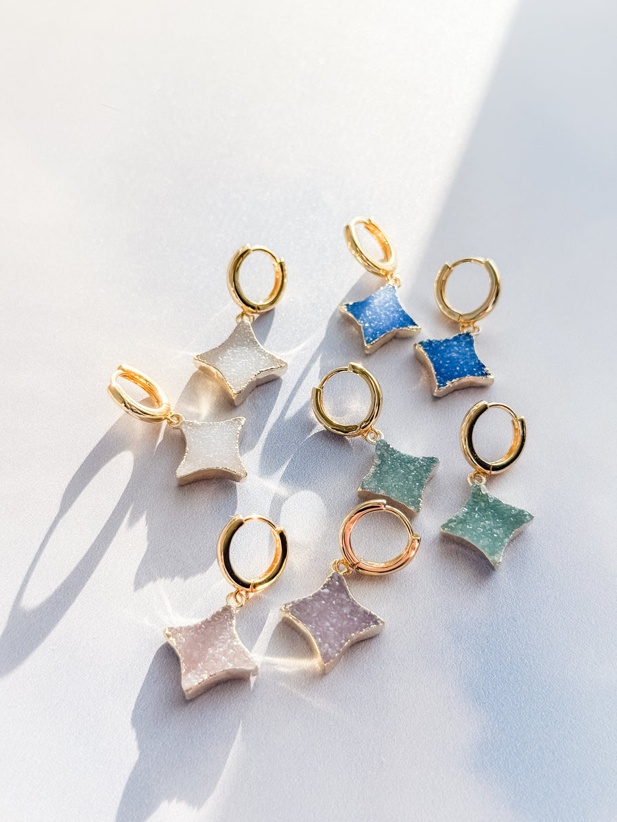 Druzy Stella Huggie Earrings