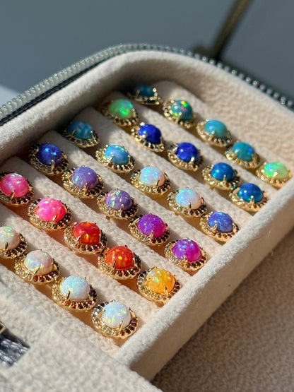 Rainbow Opal Stud Earrings - Layer It Jewelry