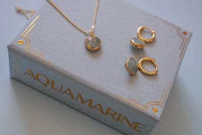 Cora Birthstone Jewelry Set – Heart Necklace & Huggie Earrings | Birthstone Gift Set - Layer It Jewelry