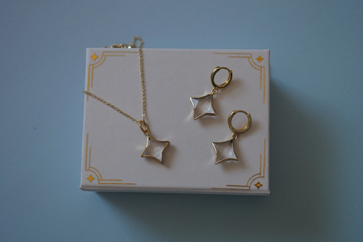 Stella Birthstone Jewelry Set – Star Necklace & Huggie Earrings | Birthstone Gift Set - Layer It Jewelry