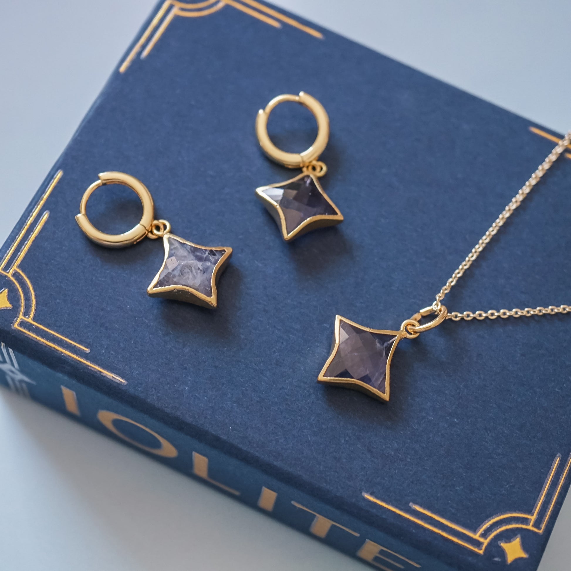 Stella Birthstone Jewelry Set – Star Necklace & Huggie Earrings | Birthstone Gift Set - Layer It Jewelry