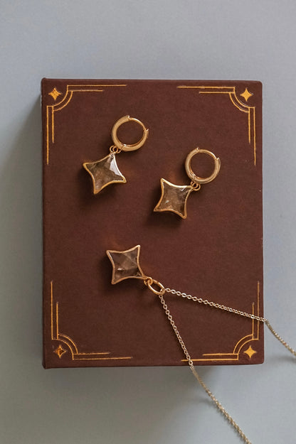 Stella Birthstone Jewelry Set – Star Necklace & Huggie Earrings | Birthstone Gift Set - Layer It Jewelry