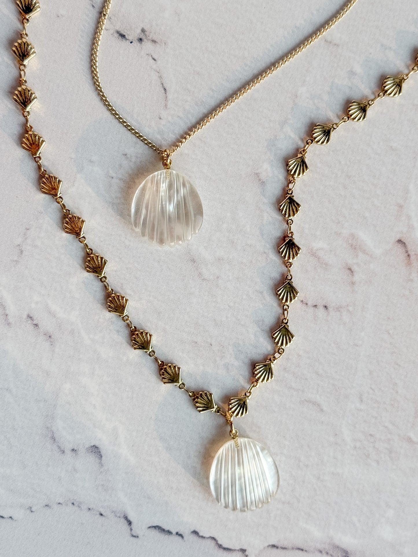 Mother of Pearl Shell Pendant Necklace - Layer It Jewelry
