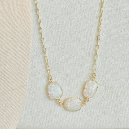 Adjustable White Opal Necklace - Layer It Jewelry
