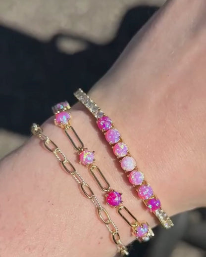 Lab Opal Paperclip Bracelet