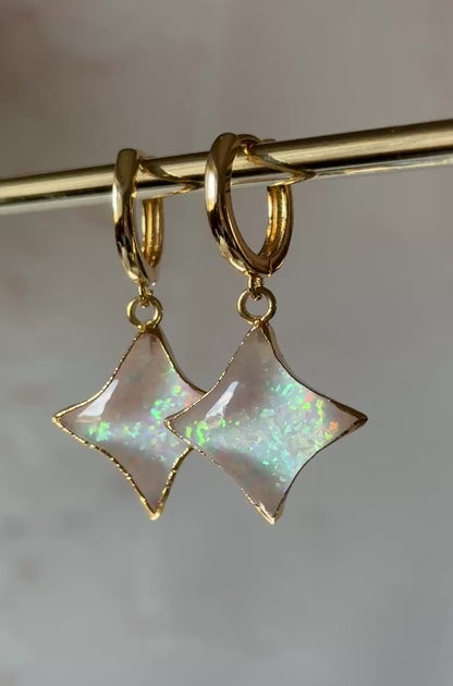 Opal Star Earrings
