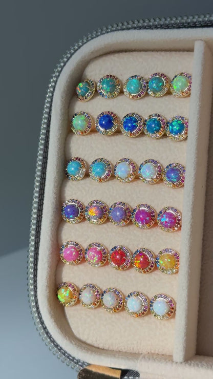 Rainbow Opal Stud Earrings
