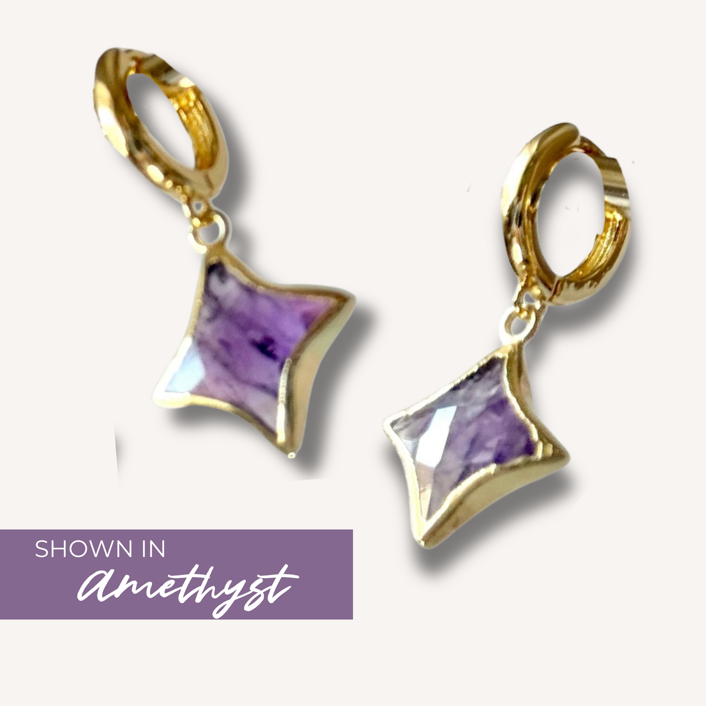Star Gemstone Huggies- Birthstones